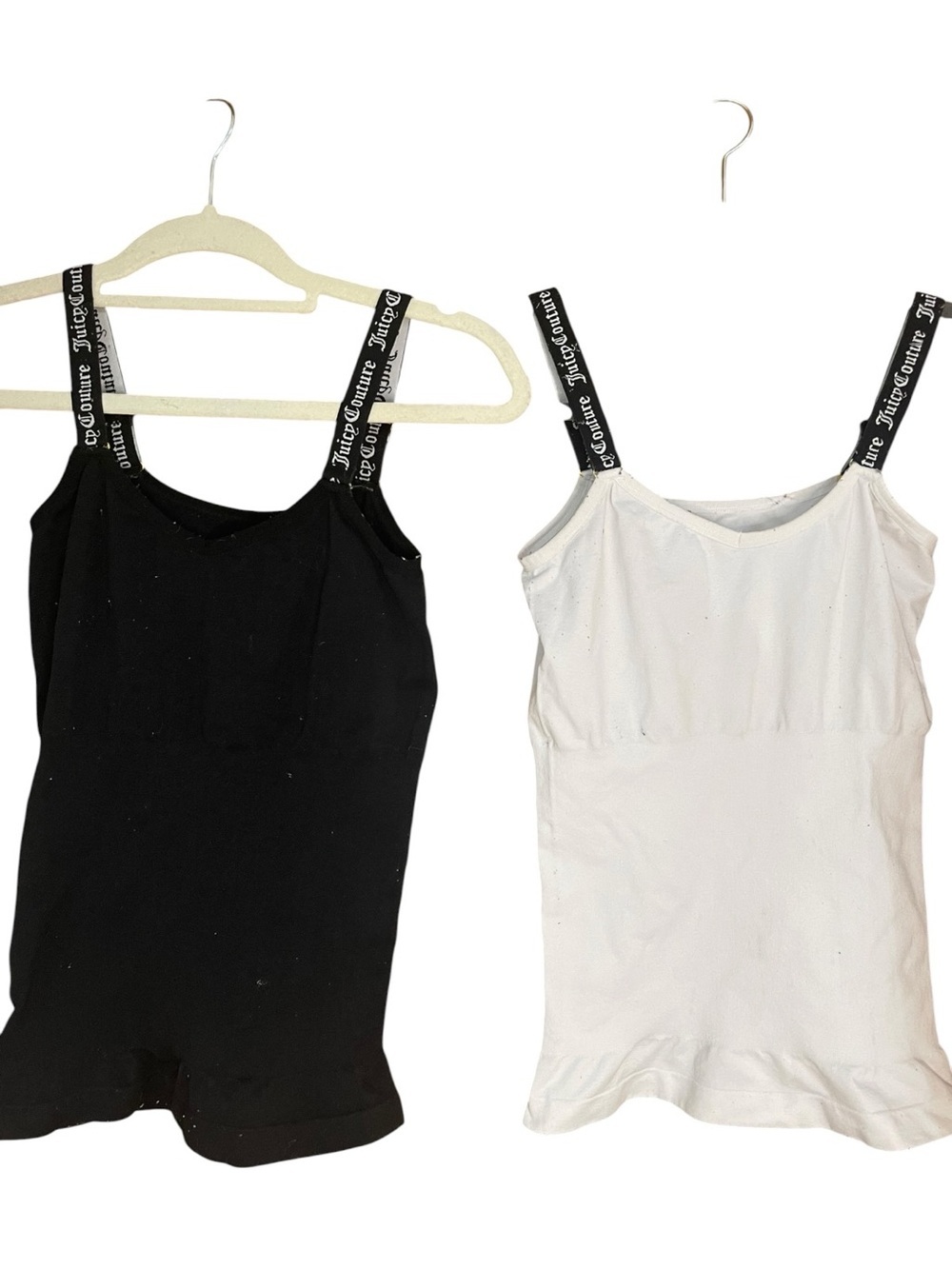 Juicy Couture Logo Strap Shape Camisole Tank Tops Black White
